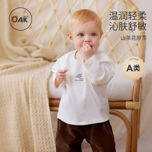 儿童T恤长袖 Oak 新款 秋季 宝宝山茶花上衣婴儿衣服 mont女童打底衫