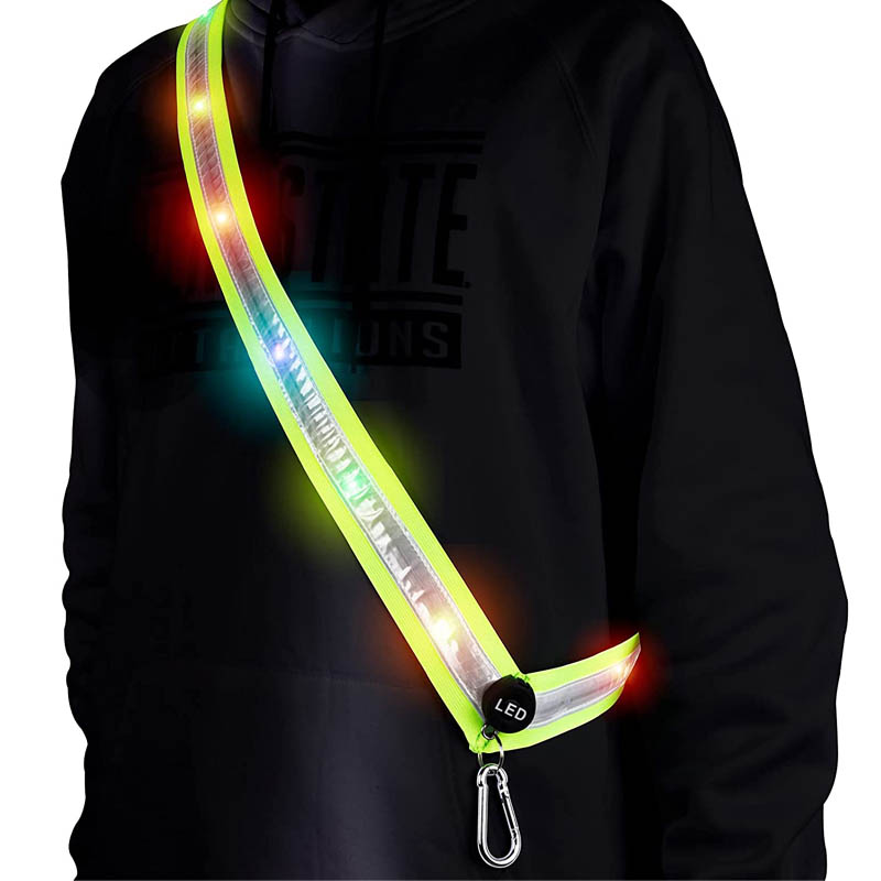 户外警示发光带骑行夜跑防护安全工地夜光 LED发光肩带