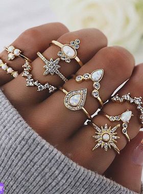 新品10pcs Fashion Miss Ring Creative retro hyperbole decorat
