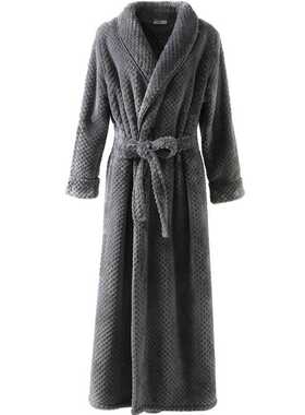 极速Men Wnter Plus Sze Long Coral Fleece Bathrobe Kmono Warm
