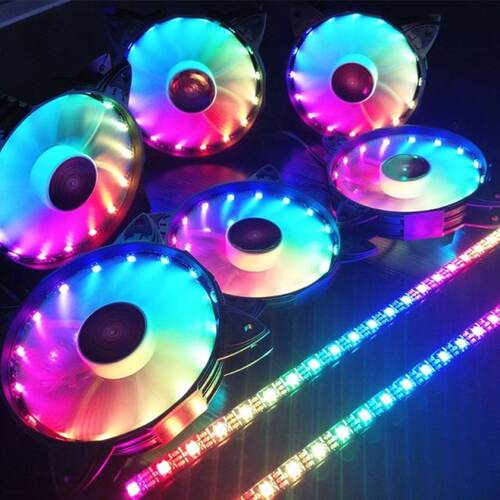 好货Amber Varible Color Computer PC Fan Adjust RGB Cooling F