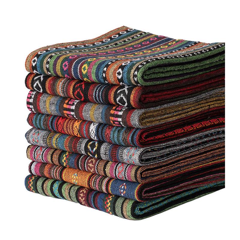 云南风民族风布料提花北欧丽江名族风窗帘桌布亚麻面料沙发套靠枕