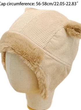 L93F Corduroy Trapper Hat Foldable Earmuff Outdoor Windproof
