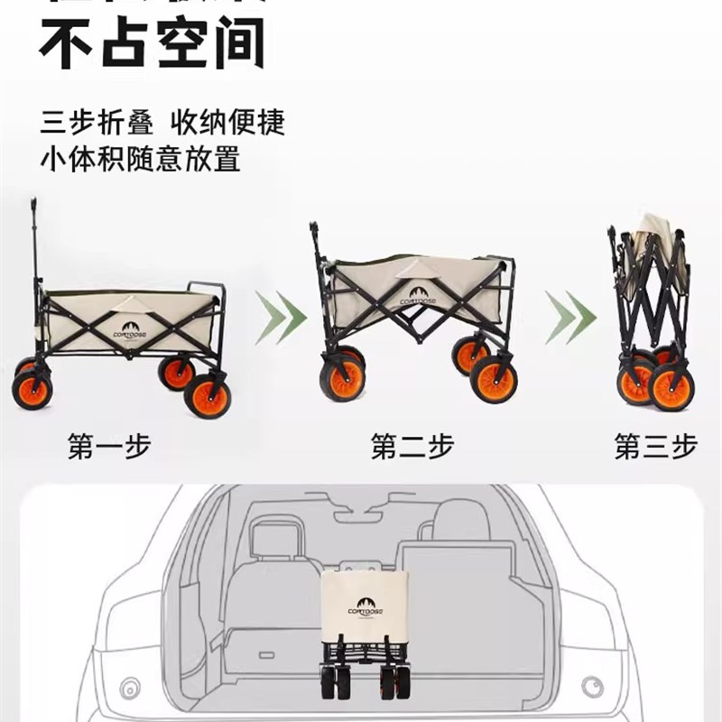 品露营推车可折叠营地野营野餐车拉货购物推车买菜车小拉车可携式