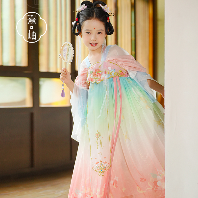 女童汉服襦裙唐装2023秋款超仙中国风儿童舞蹈古筝表演服公主古装