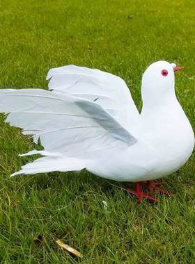 仿真鸽子装饰摆饰创意室内假和平鸽diy白鸽婚庆商场装饰羽毛小鸟