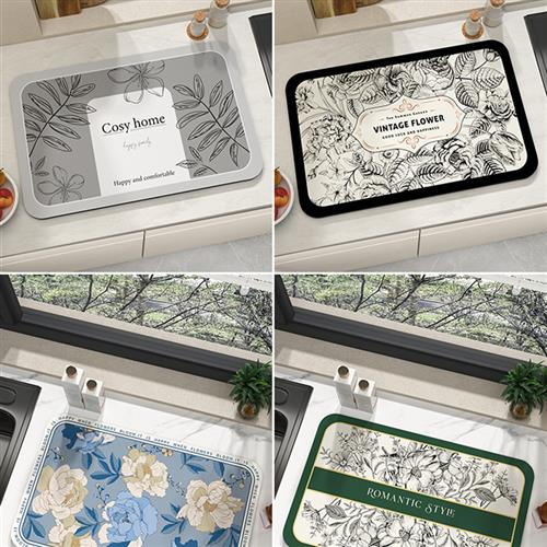 厨房台面沥水垫吧台杯子碗盘控水凉垫茶台洗手台免洗矽藻泥吸水凉