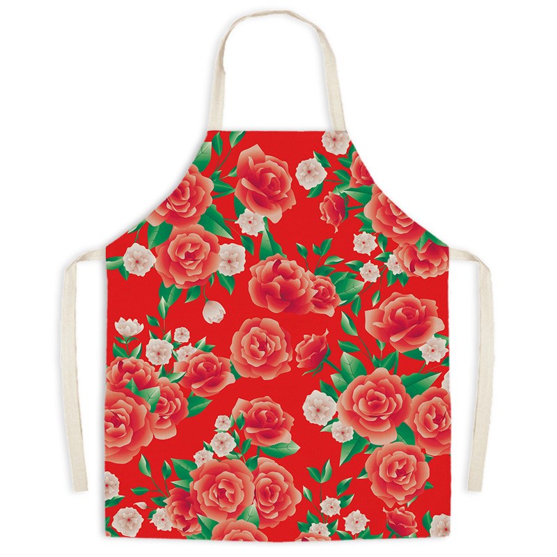 围裙上班专用时尚东北大花工作服家用新中式高级感网红国潮罩衣女