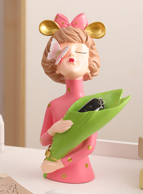 北欧轻奢蝴蝶结女孩钥匙收纳摆件家居客厅装饰品进门玄关酒柜摆设