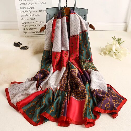极速.180*90cm Silk Scarf Foulard Bandana 2021 Long Lrage Sha