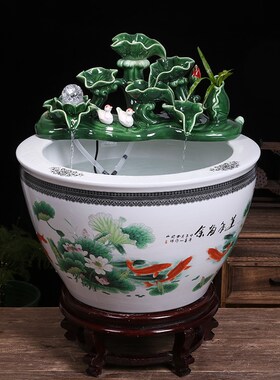 好货陶瓷水缸大鱼缸养鱼盆锦鲤地缸家用客厅落地招财风水古法养金