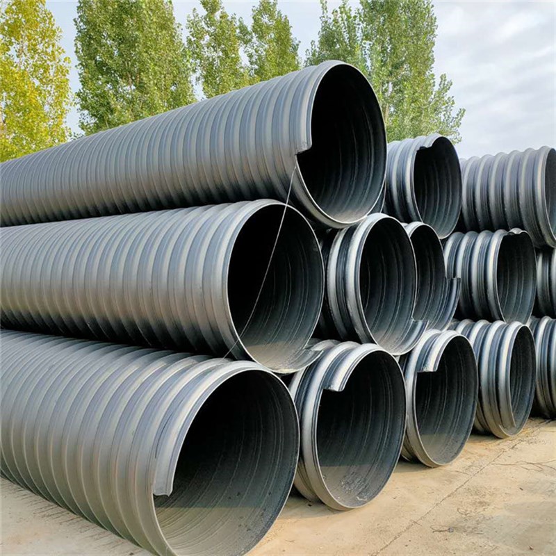 新品hdpe钢带增强波纹管聚乙烯复合dn400大口径钢带缠绕市政排污