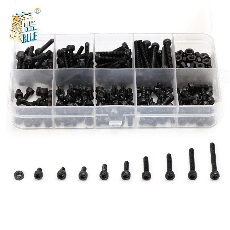 300pcs/set Black Din912 M2 M2.5 M3  Allen Bolt Hex Socket Ro