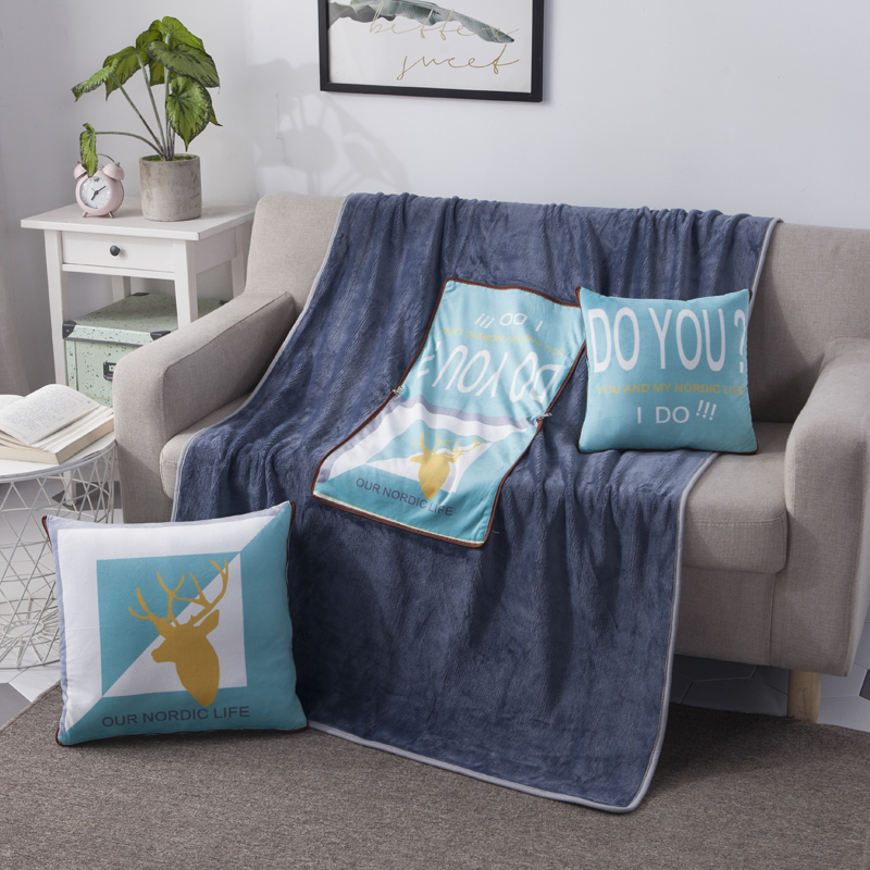 新品抱枕毯子二合一车载抱枕被子小两用办公O室午睡毛毯车用可折