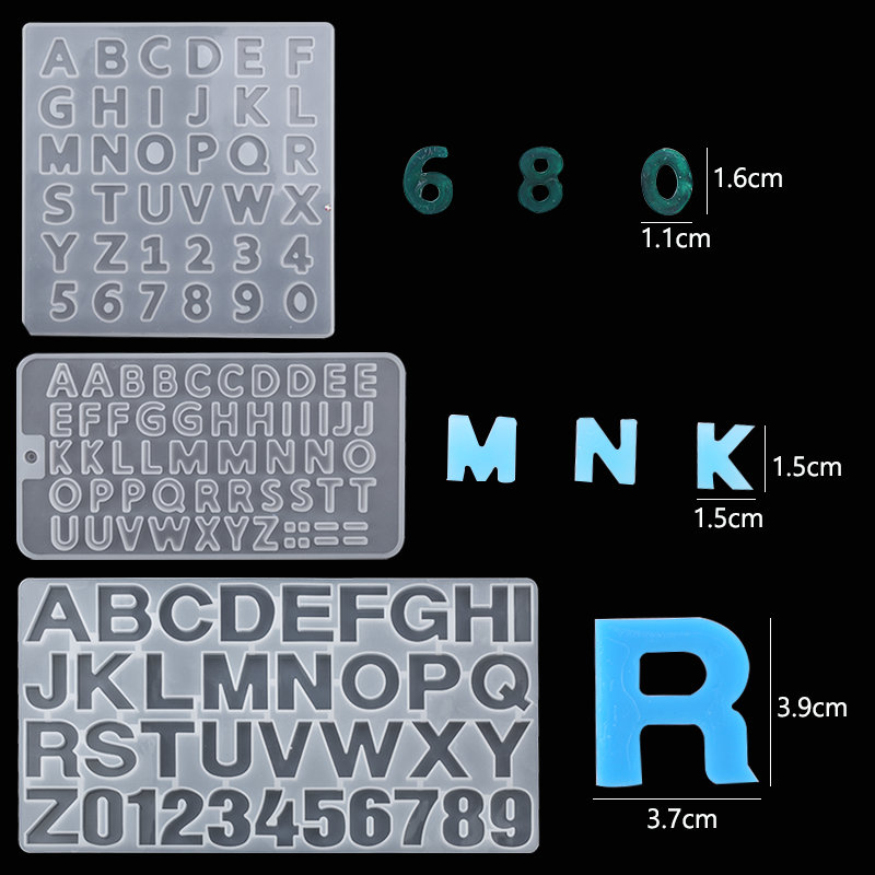 新品Alphabet Resin Molds Kit Backward Letter Number Silicone