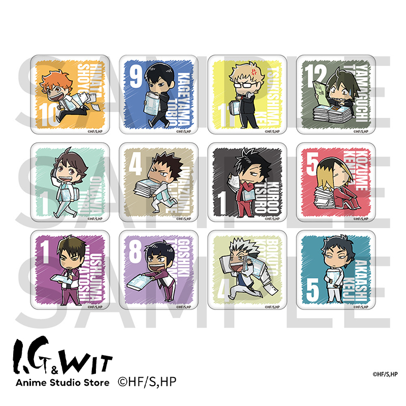 I.G WIT 排球少年 制作现场系列 Q版盲抽方形马口铁徽章原版日谷