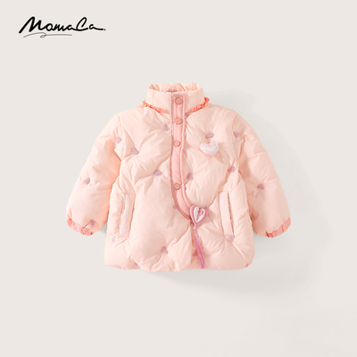 MOMOCO冬季新款女童鸭绒爱心甜美加棉百搭休闲羽绒服75830102033