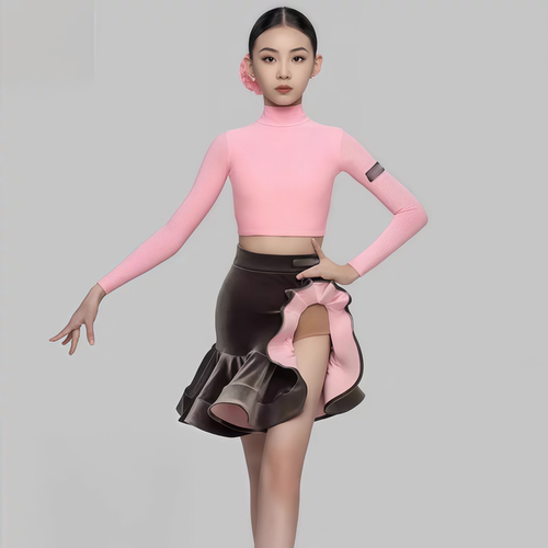 女童拉丁舞芭比风丝绒演出服