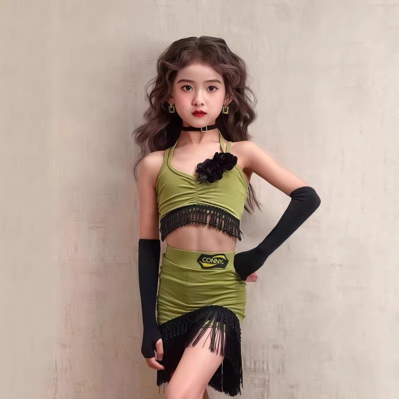 2026新款拉丁舞服女童演出表演服串珠花朵吊带短上衣包臀流苏裙,运动/瑜伽/健身/球迷用品,拉丁舞练习套装,淘宝优惠券,粉丝福利购,淘宝优惠卷