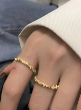 素圈戒指女感轻奢个性小众设计合金冷淡风开口可调节指环