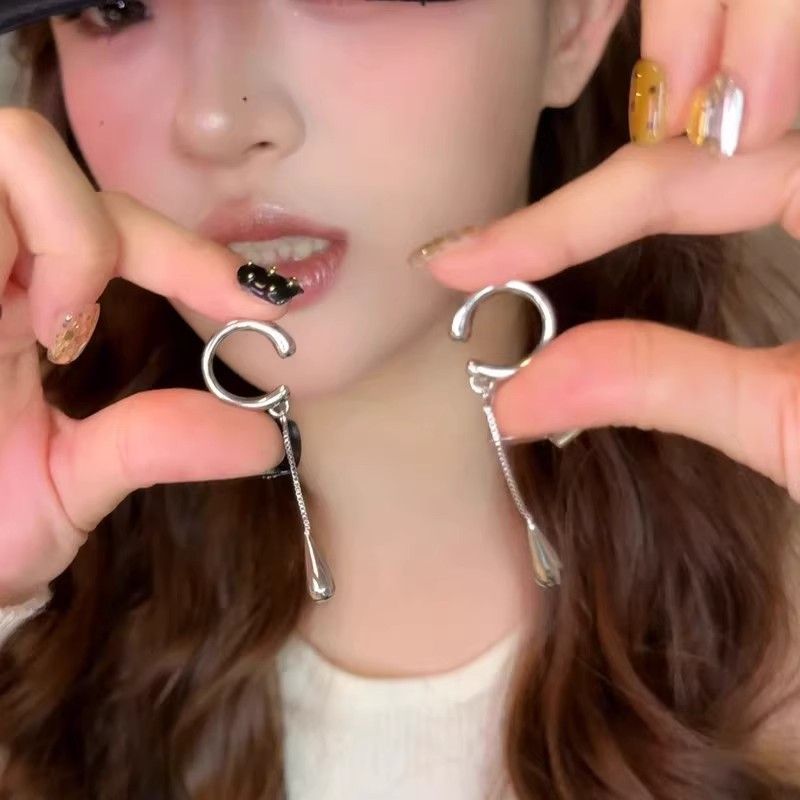 欧美风个性光面水滴耳夹