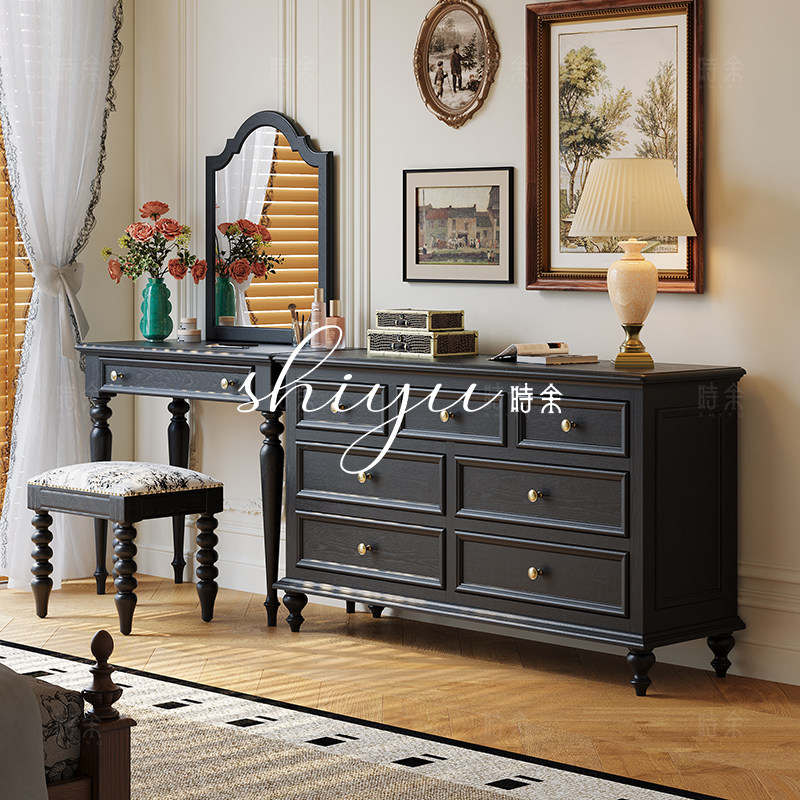 时余艾米丽梳妆台复古斗柜一体化妆桌收纳柜小法式床尾柜美式边柜,住宅家具,梳妆台/桌,淘宝优惠券,粉丝福利购,淘宝优惠卷
