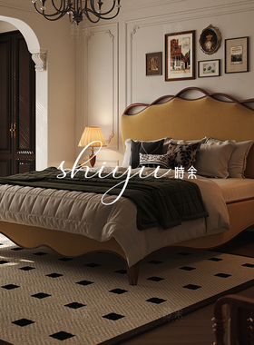 时余格瑞丝带床法式布艺美式床1.5米中古风床主卧古典复古公主床