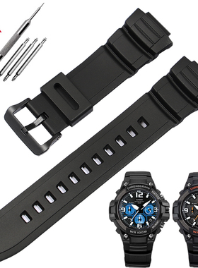 泰邦适配卡西欧手表带MCW-100H 110H W-S220树脂防水硅胶配件16mm