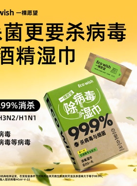 【除甲流H3N2】ecowish除病毒湿巾6抽/包便携0酒精甲流乙流消杀