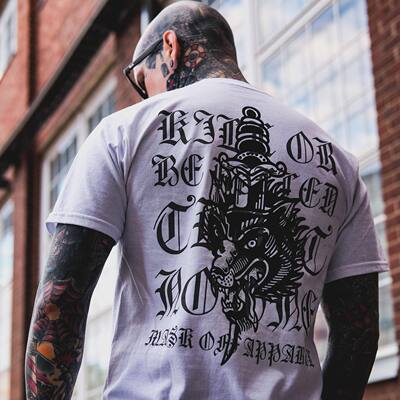 美式复古old school暗黑系纹身风亚文化造型哥特花体字短袖T恤