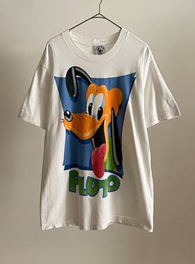 Story Carrie    黄色土狗Pluto美式休闲卡通动漫流行圆领短袖T恤