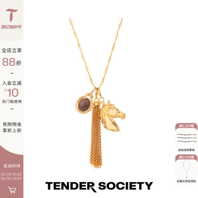 小马镶石流苏长项链时髦生日礼物
