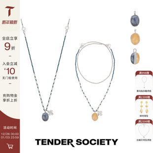 多戴项链 Luck护身符系列双面石银色四叶草一款 Tender Society