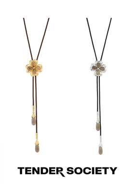 护身符系列四叶草镶石抽绳长项链