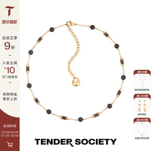 轻奢高级 Luck系列八字纹珐琅石榴石串珠项链法式 Tender Society