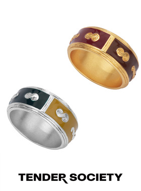 TenderLuck八字纹拼色珐琅戒指