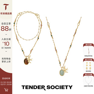 Tender Society Voyage度假系列双面天然石飞燕吊坠长项链毛衣链