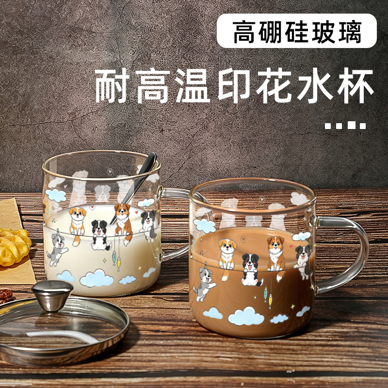 带盖带勺玻璃水杯可电陶炉加热图片