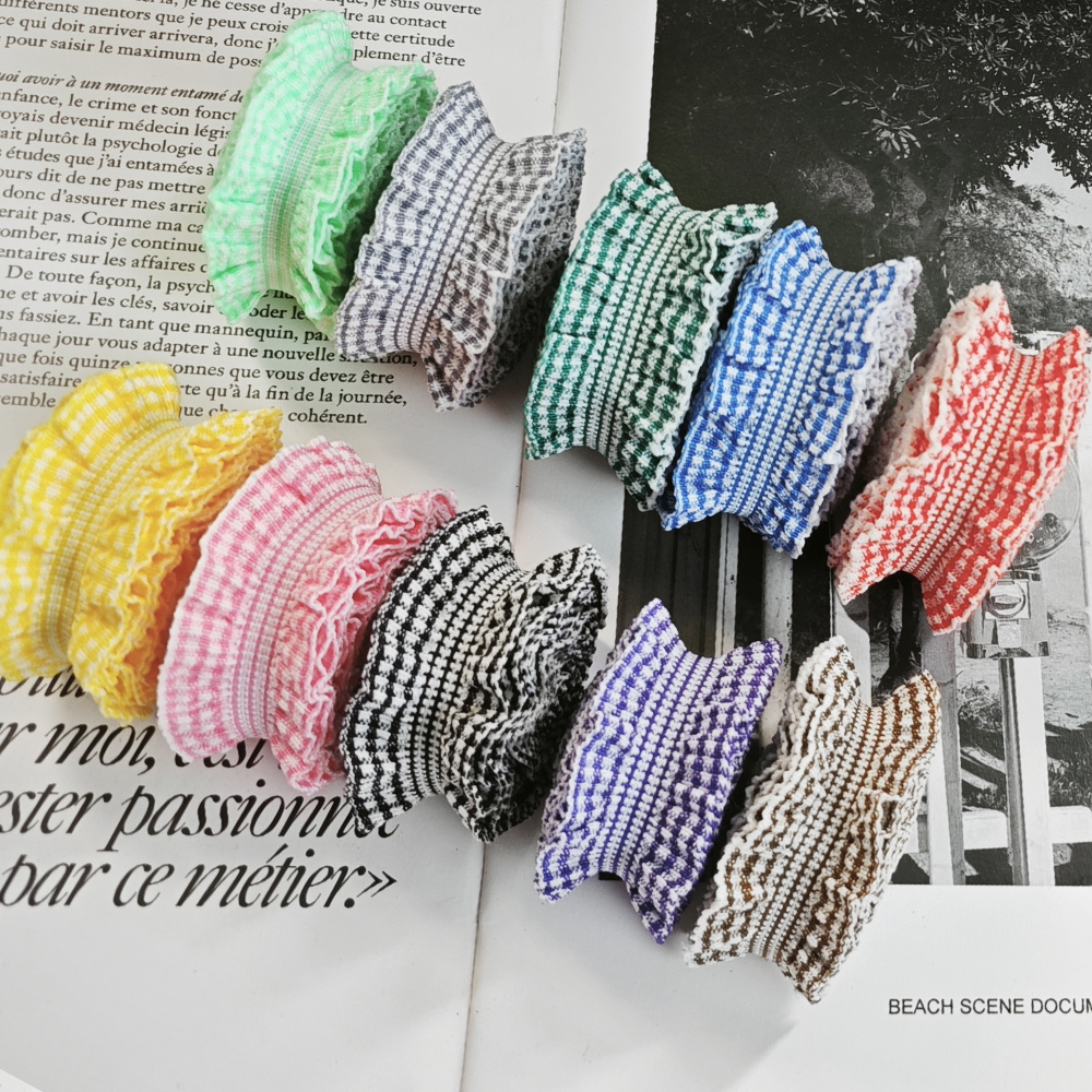 2.5cm双向格子褶皱木耳带荷叶花边群边下摆袖口辅料