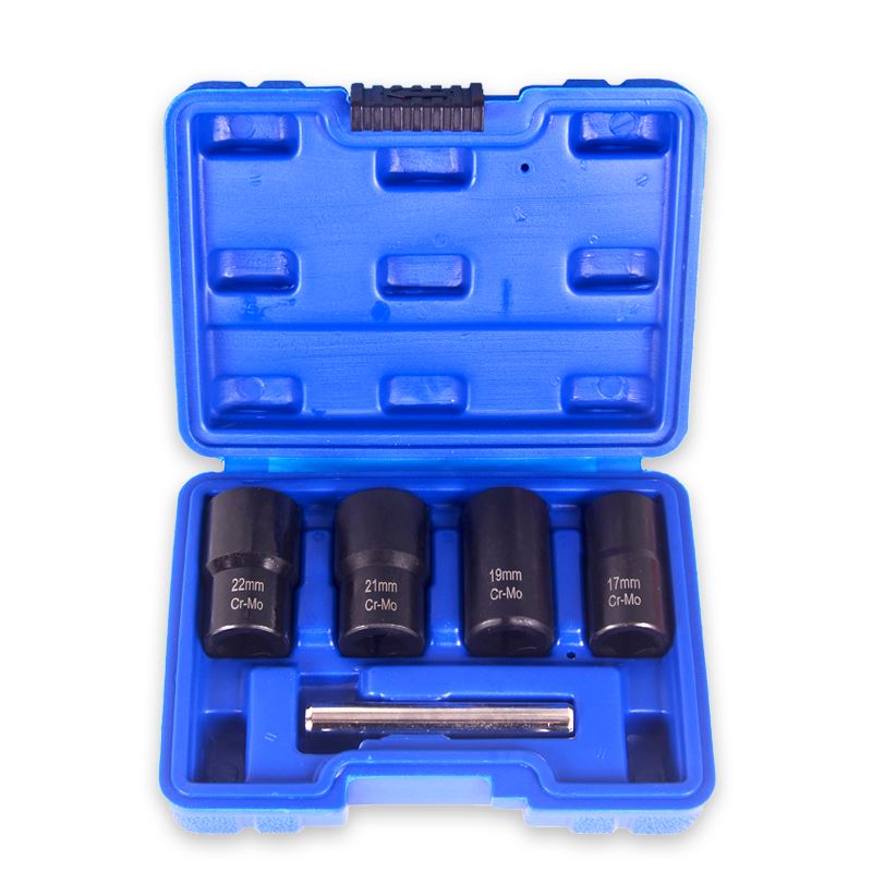 5件受损生锈轮胎螺母取出器1/2寸防滑套筒工具防盗螺丝取出汽修