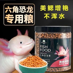六角恐龙饲料蝾螈龙鱼专用美鳃增艳不浑水高蛋白上浮颗粒适口性强
