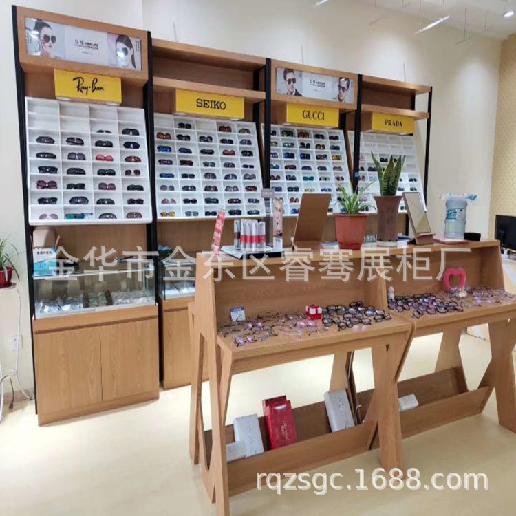 密度板木纹色烤漆货架展柜 展示柜定制可定制眼镜店道具 义乌展柜