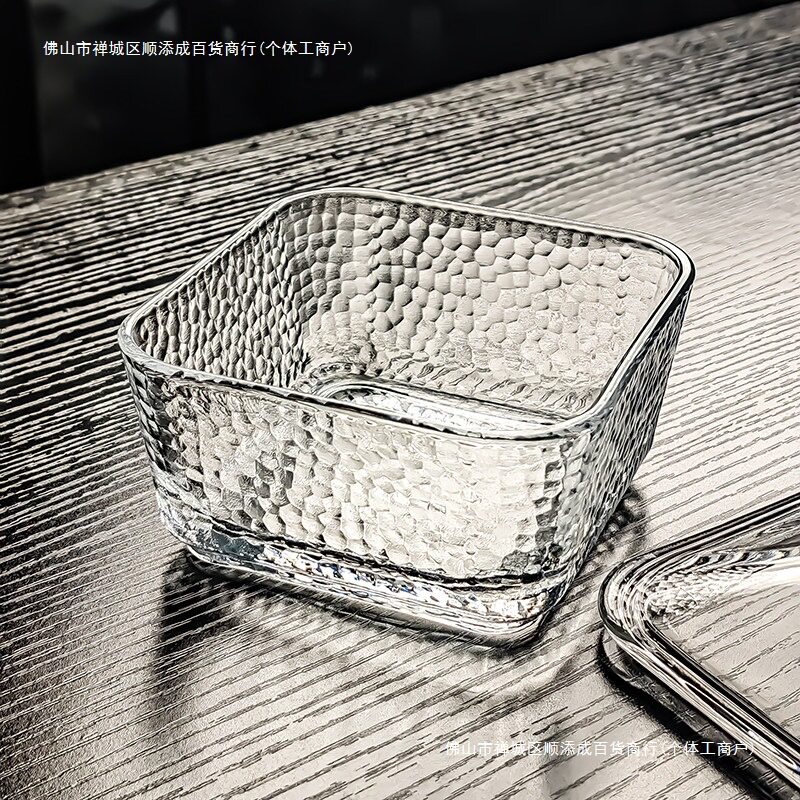 带盖甜品碗干果碟小号网红方形有盖轻奢碟子小水果盘水晶玻璃