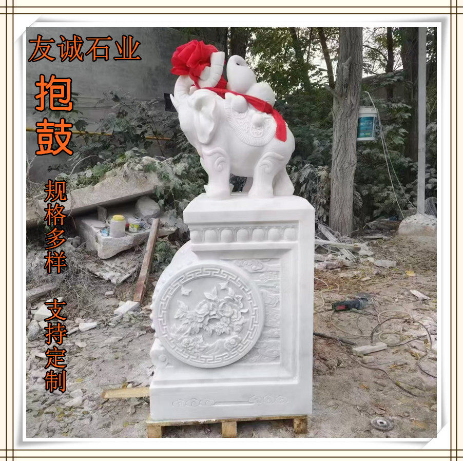 汉白玉雕花抱鼓石 酒店公司门口门鼓 仿古石雕石抱鼓加工