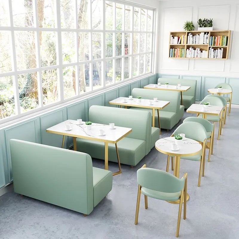定做奶茶店桌椅网红餐厅卡座沙发商用休闲小吃冷饮甜品店桌椅组合