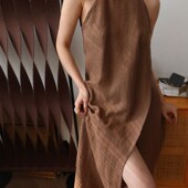 闻香 法式 小众纯汉麻吊带女神裙设计感A字飘逸高挑显瘦连衣裙