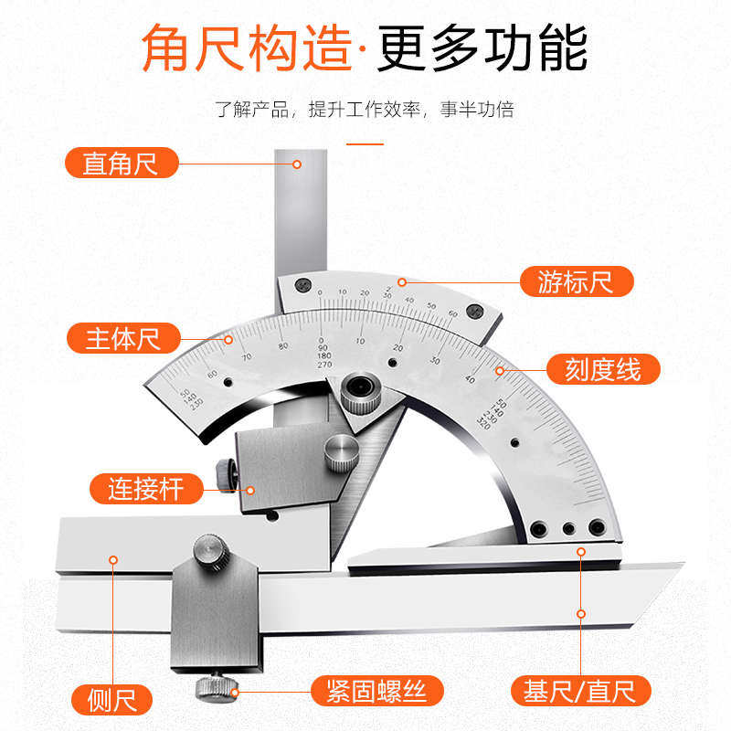 万能角度尺 高精度多功能量角器游标角尺角度仪测量工具0-320度