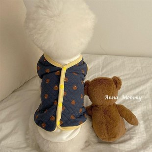 春秋装 狗狗衣服秋季 保暖棉衣后背开扣宠物猫咪泰迪比熊博美小型犬