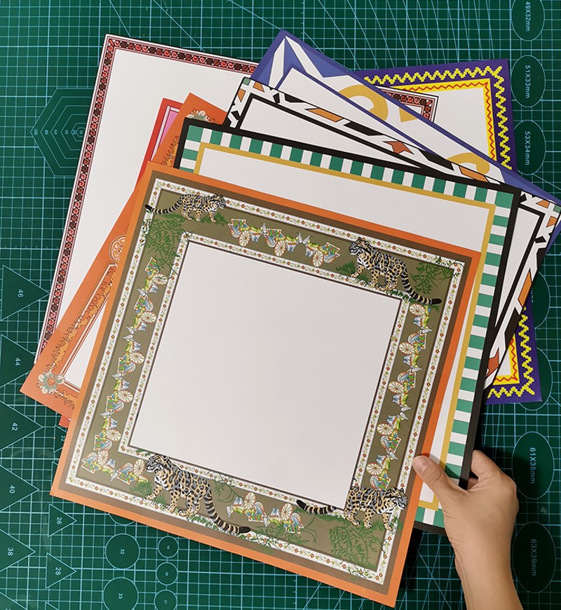 【包邮100张】英伦风画纸画室幼儿园学生美术课正方形卡纸边框纸