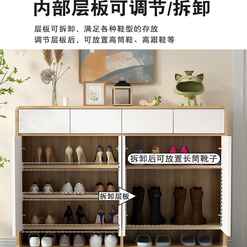 鞋柜家用门口储物柜玄关柜一体新款实木门外多层大容量收纳柜鞋架
